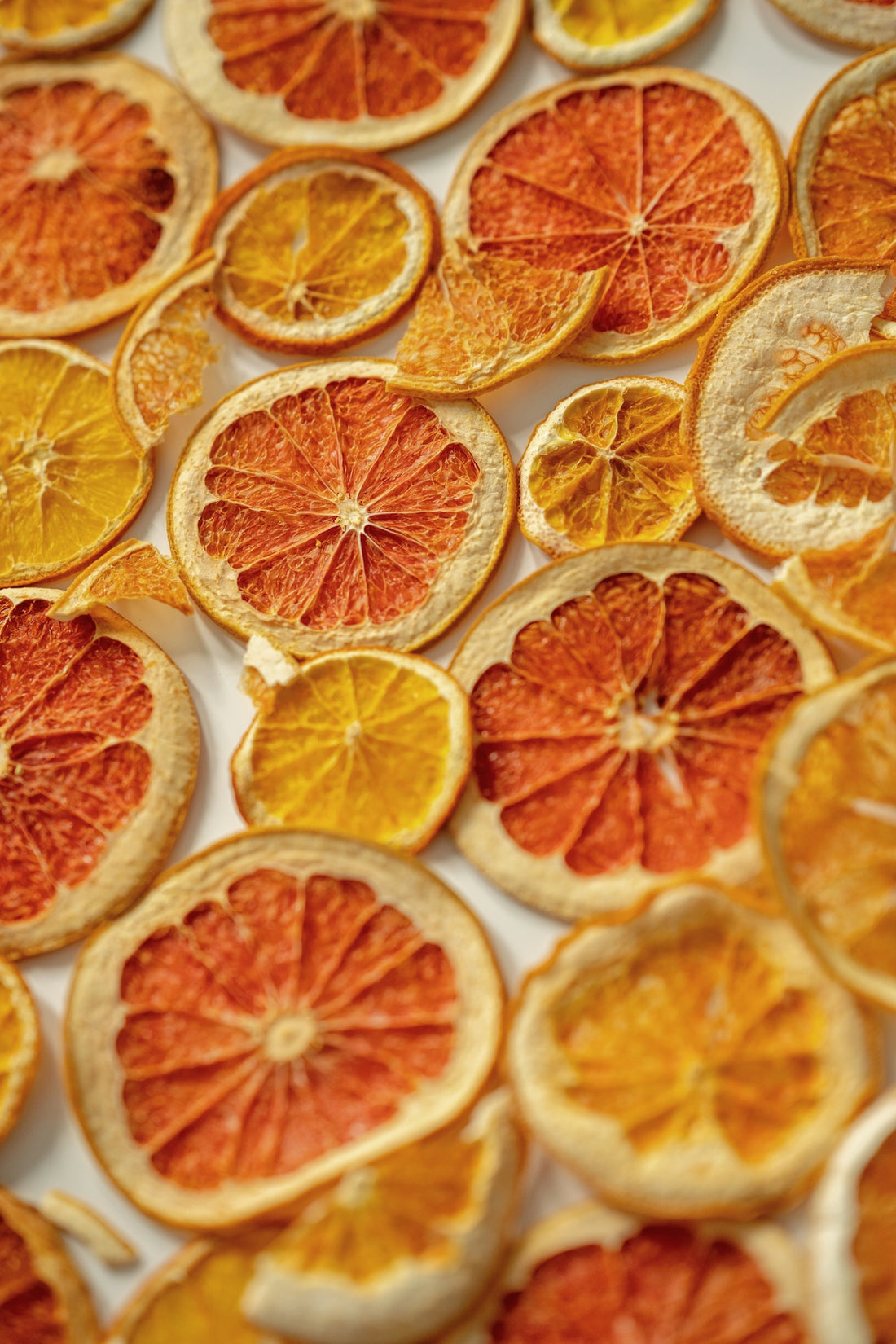 a close up of orange slices on a table